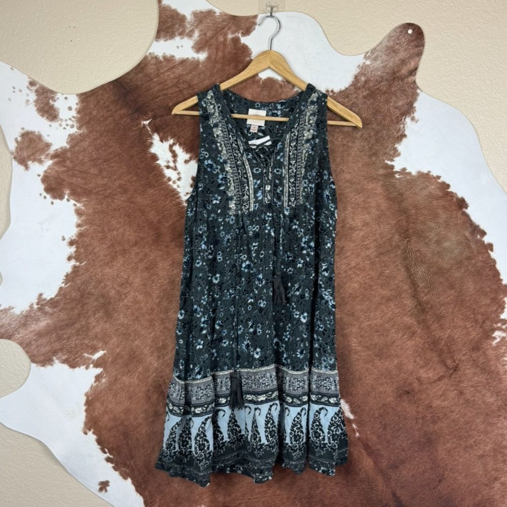 Knox Rose Shift Dress Medium Sleeveless Floral Boho Blue - Picture 1 of 5
